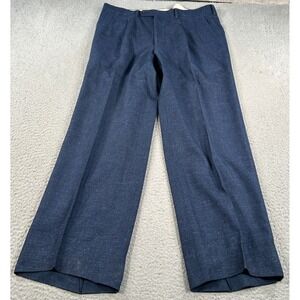 Canali Pants Mens 34x27 Blue Wool Dress Wide Leg Pleated Business Preppy Italy